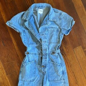 Denim Button-Up Jumpsuit